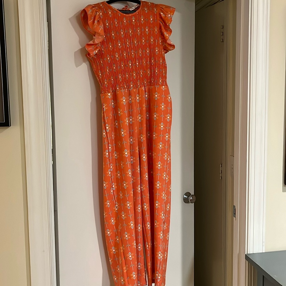 Coral Patterned, Full Length Romper - image 1
